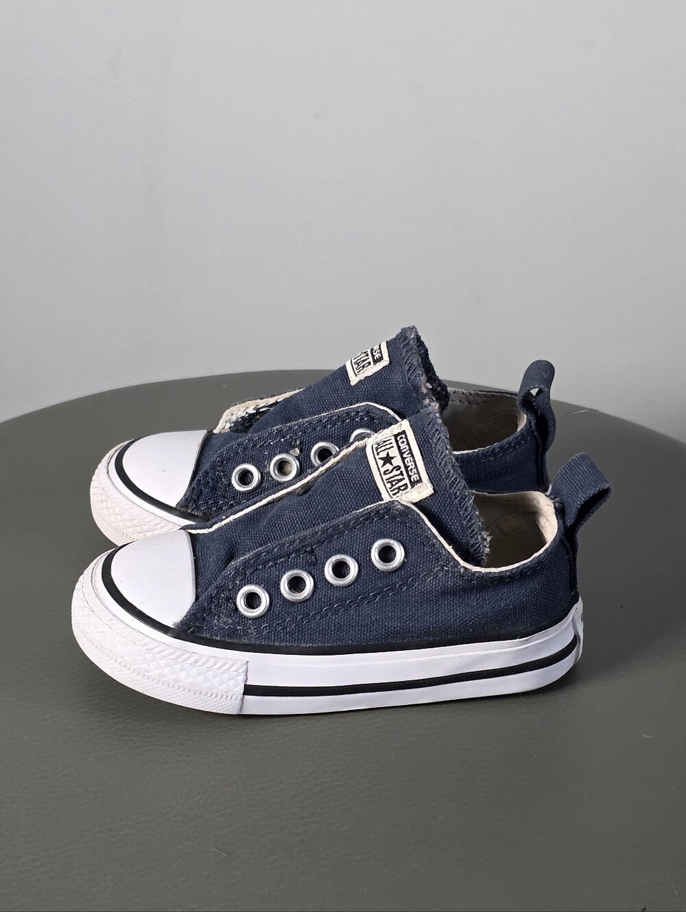 Converse Chuck Taylor All Star Slip On Toddler Sneakers Blue Canvas Shoes 4